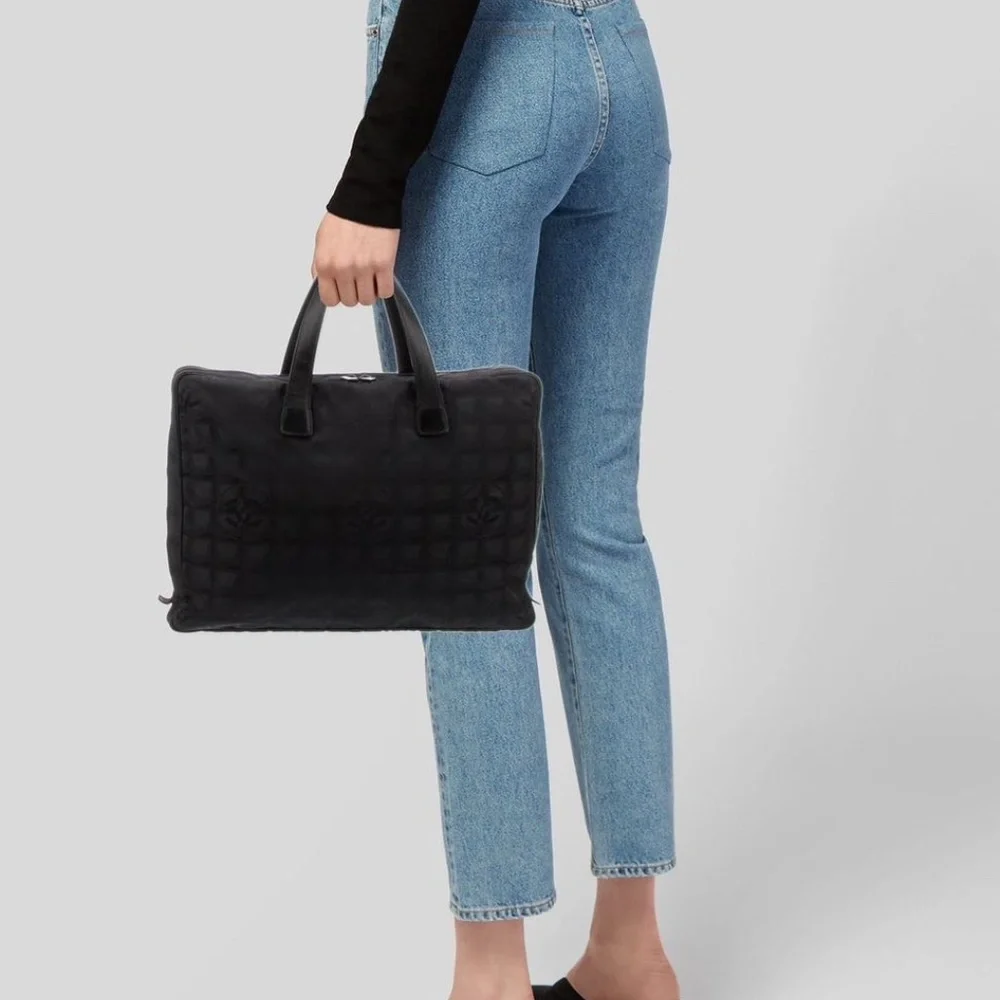 Authentic Chanel Travel Ligne Laptop Case Black